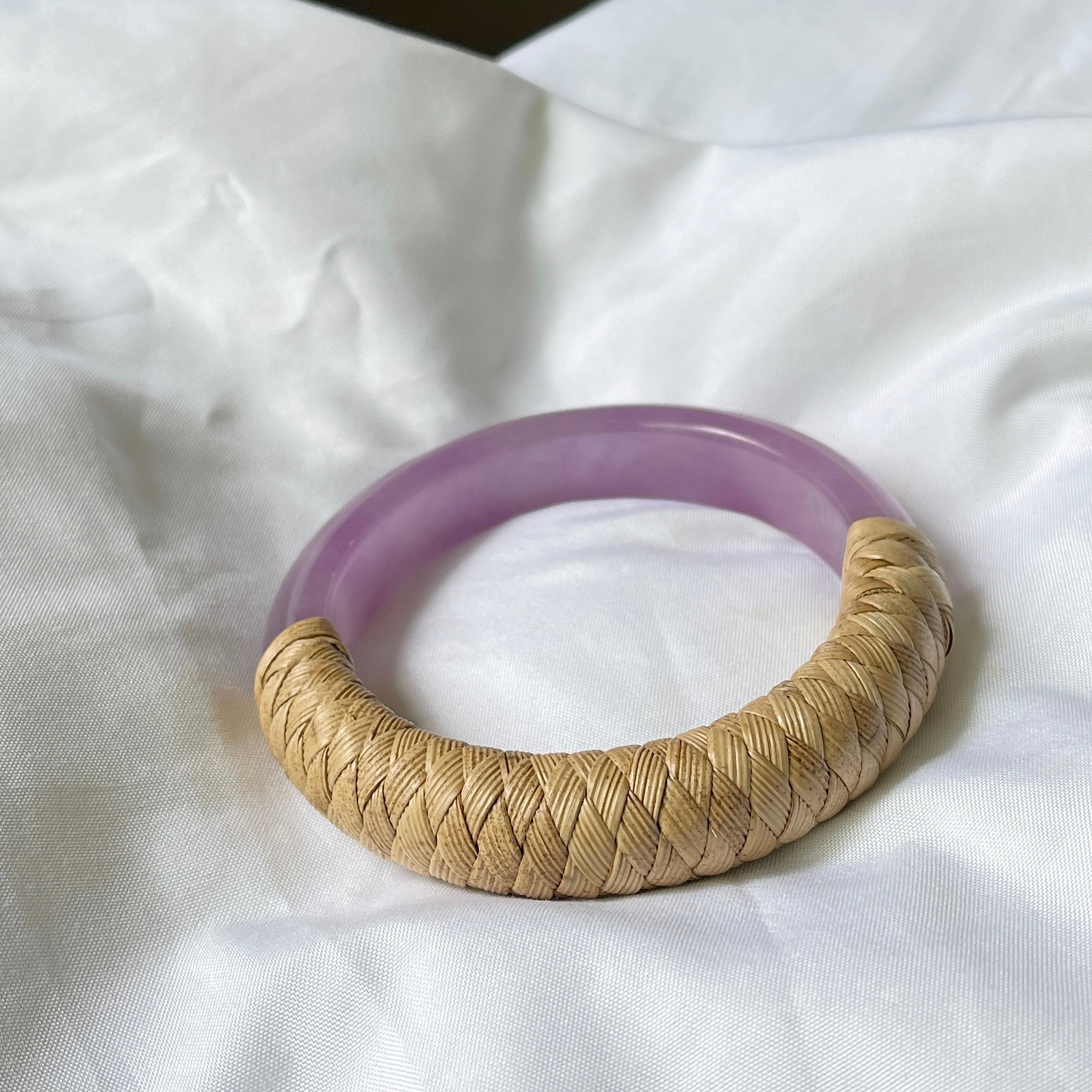 AlohilaniKinemea X Lovellysea Lauhala Wrapped THICK Jade Bangle