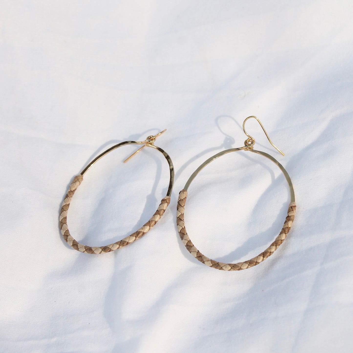 Large Lauhala Oval Hoops