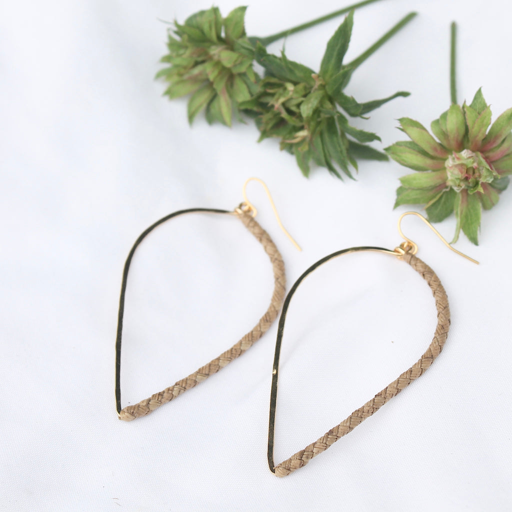 Inverted Tear Drop Lauhala Hoops