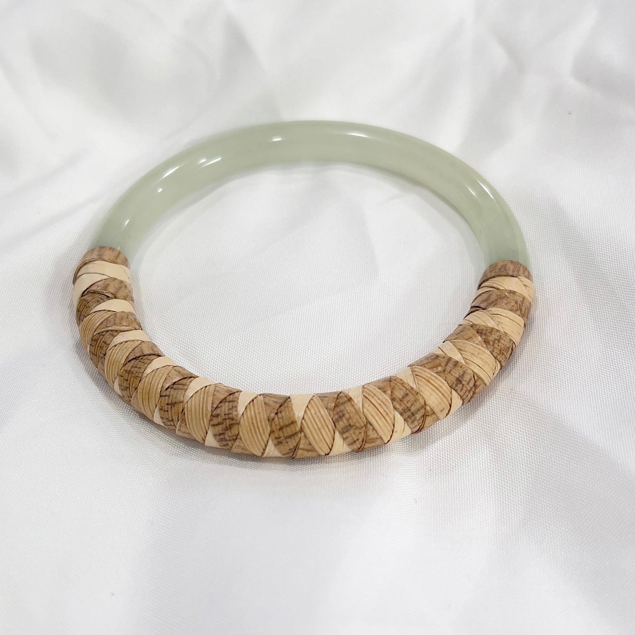 AlohilaniKinemea X Lovellysea Lauhala Wrapped Jade Bangle