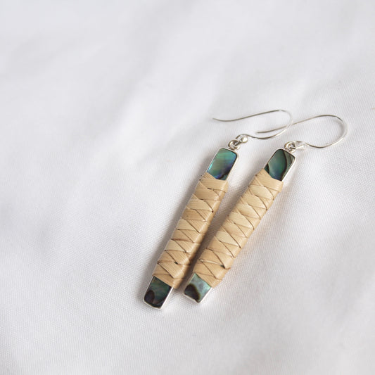 Paua Lauhala Wrapped Earrings