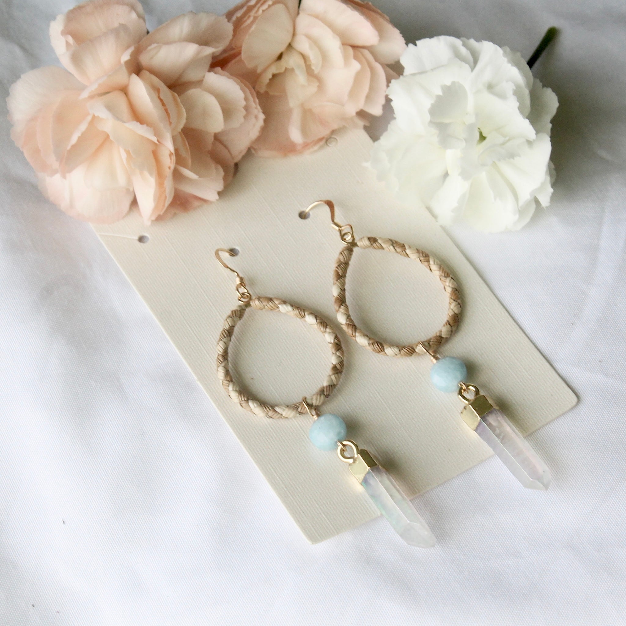 Lauhala Quartz Earrings