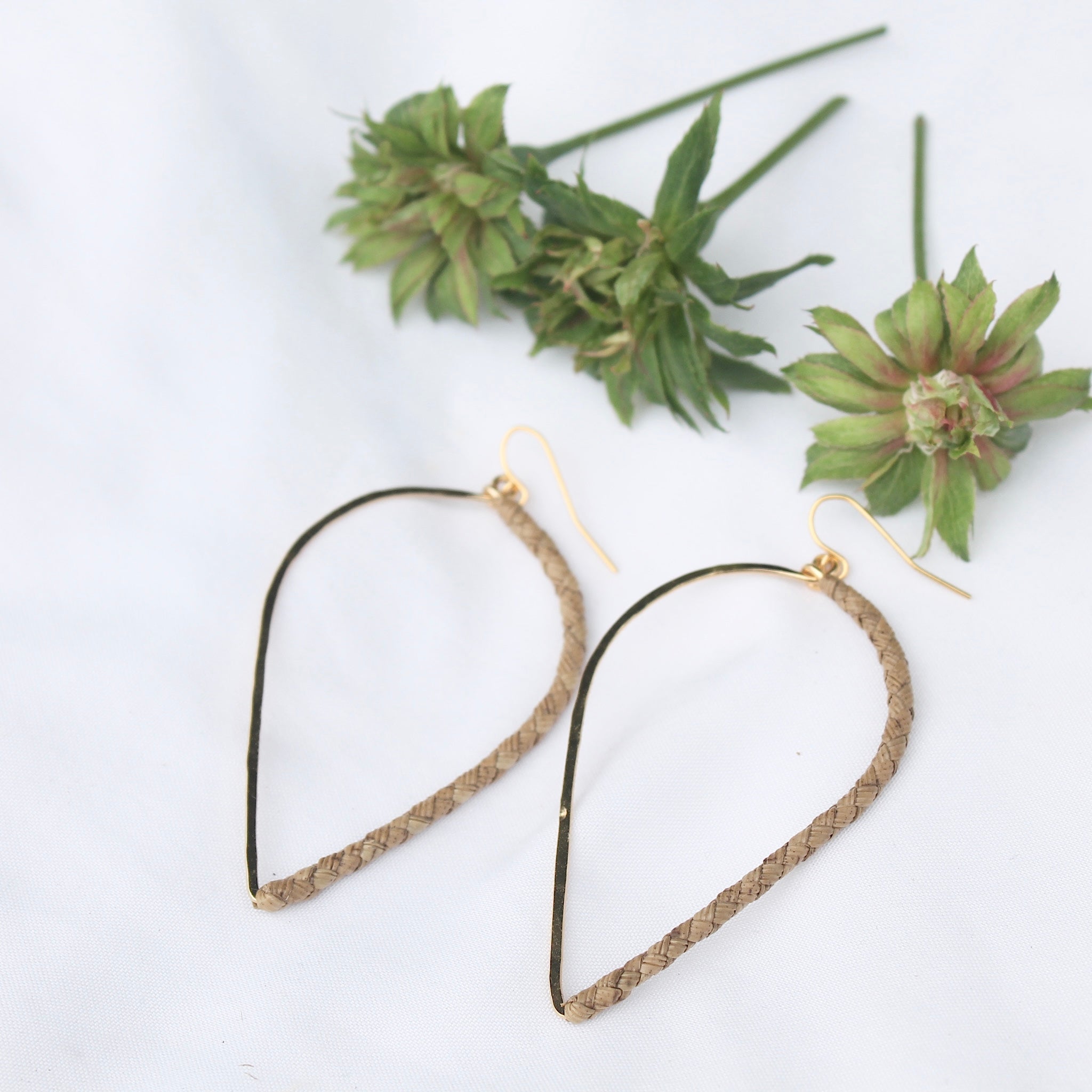 Inverted Tear Drop Lauhala Hoops