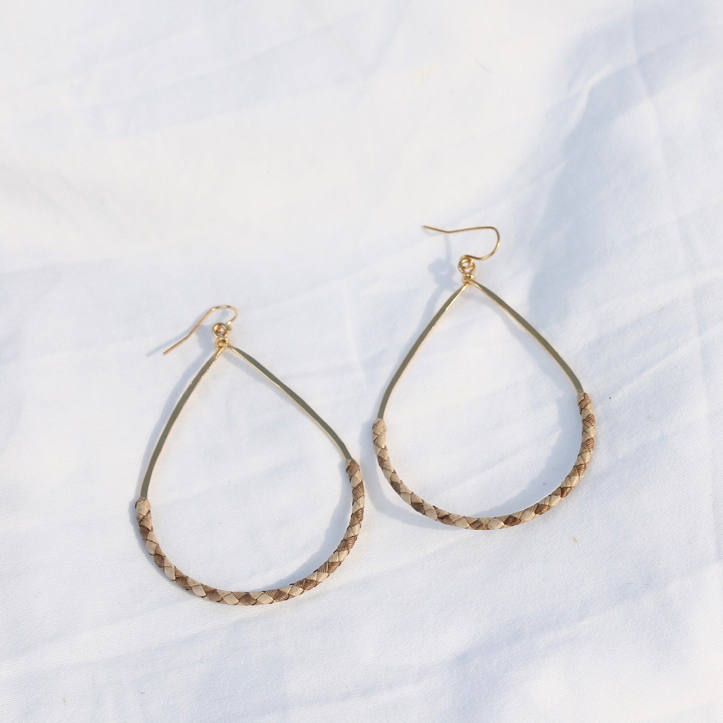 Large Lauhala Tear Drop Hoops