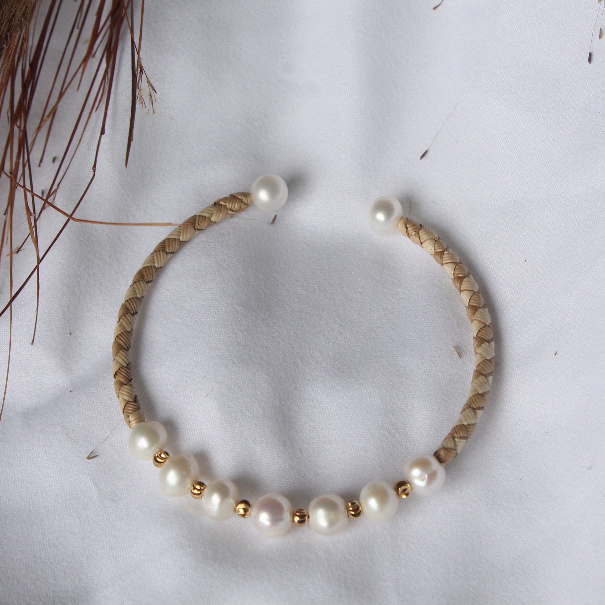Lauhala Fresh Water Pearl Cuff