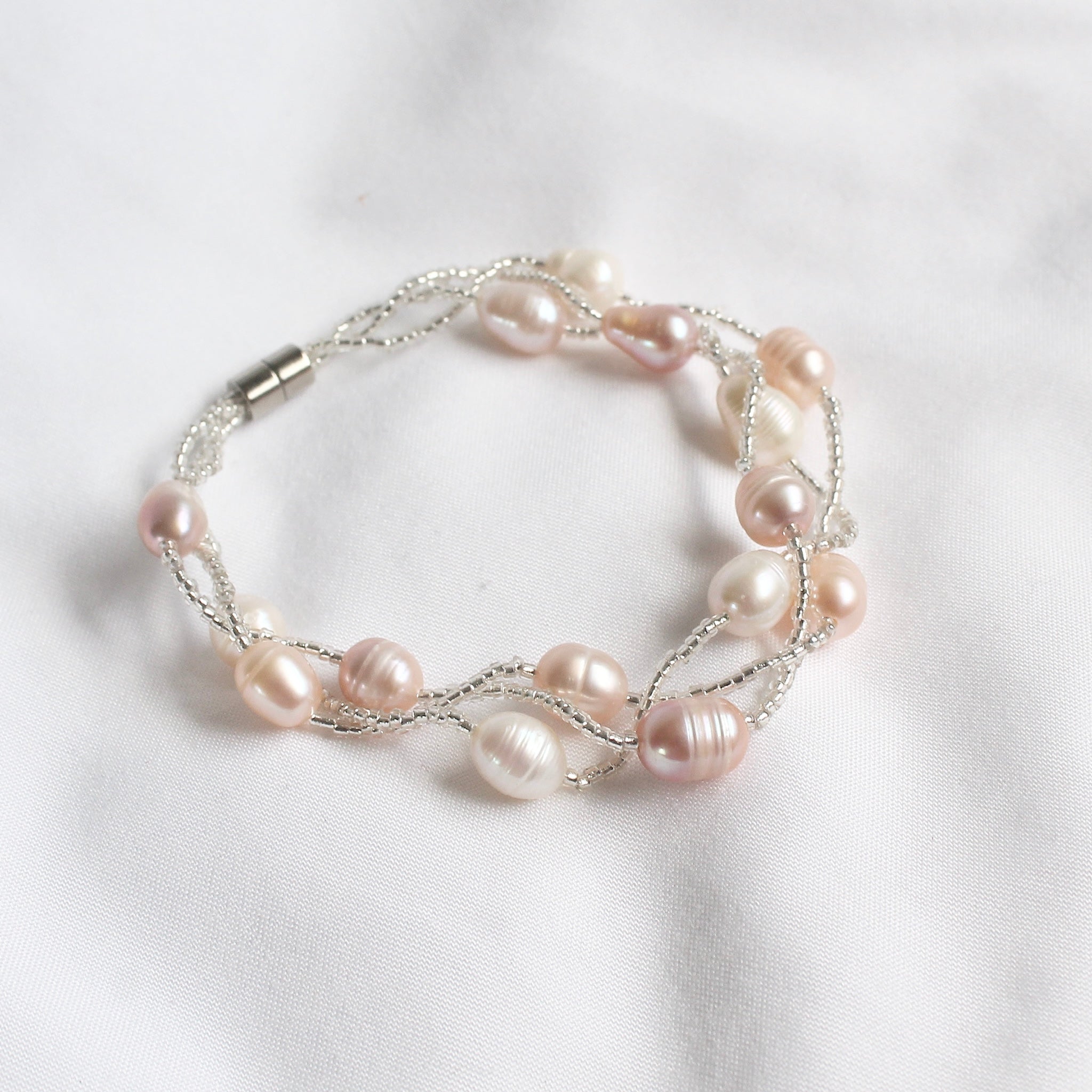 Braided Multi Pearl Magnetic Bracelet
