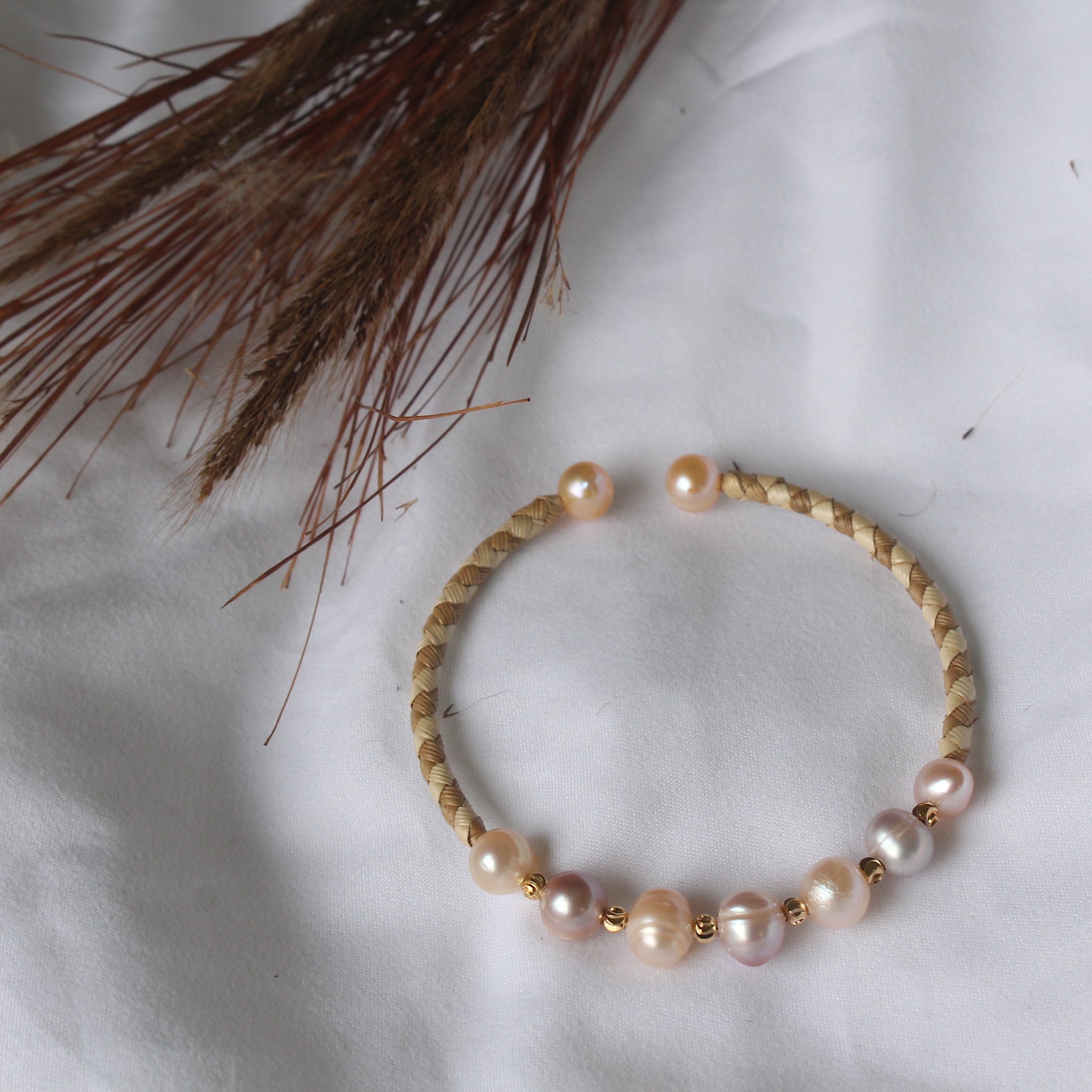 Lauhala Fresh Water Pearl Cuff