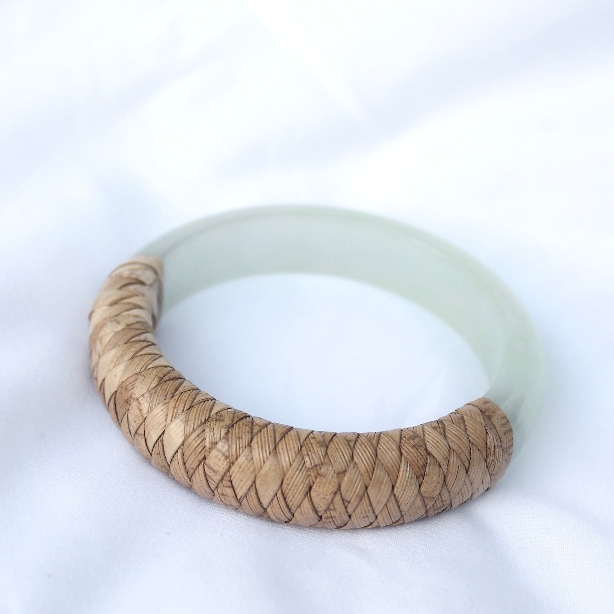 AlohilaniKinemea X Lovellysea CHUNKY Lauhala Wrapped Jade Bangle