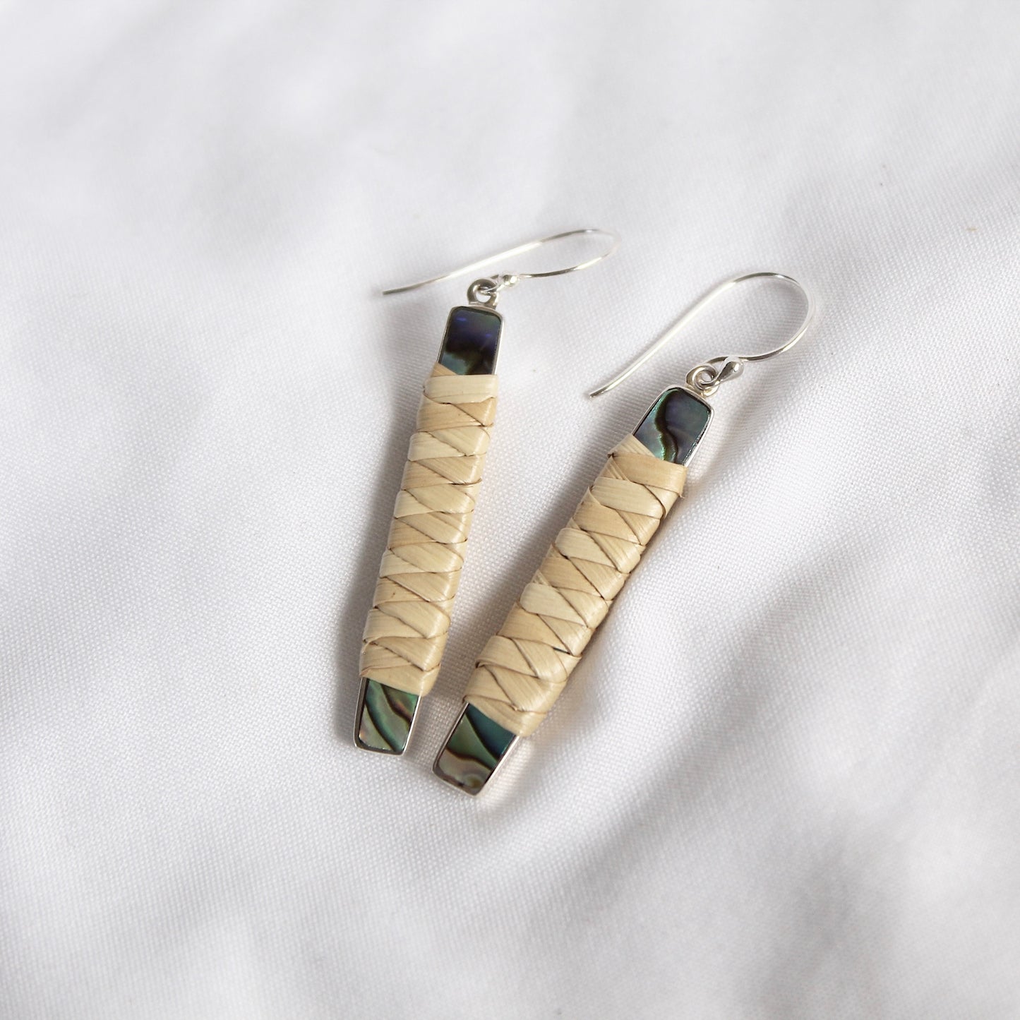 Paua Lauhala Wrapped Earrings