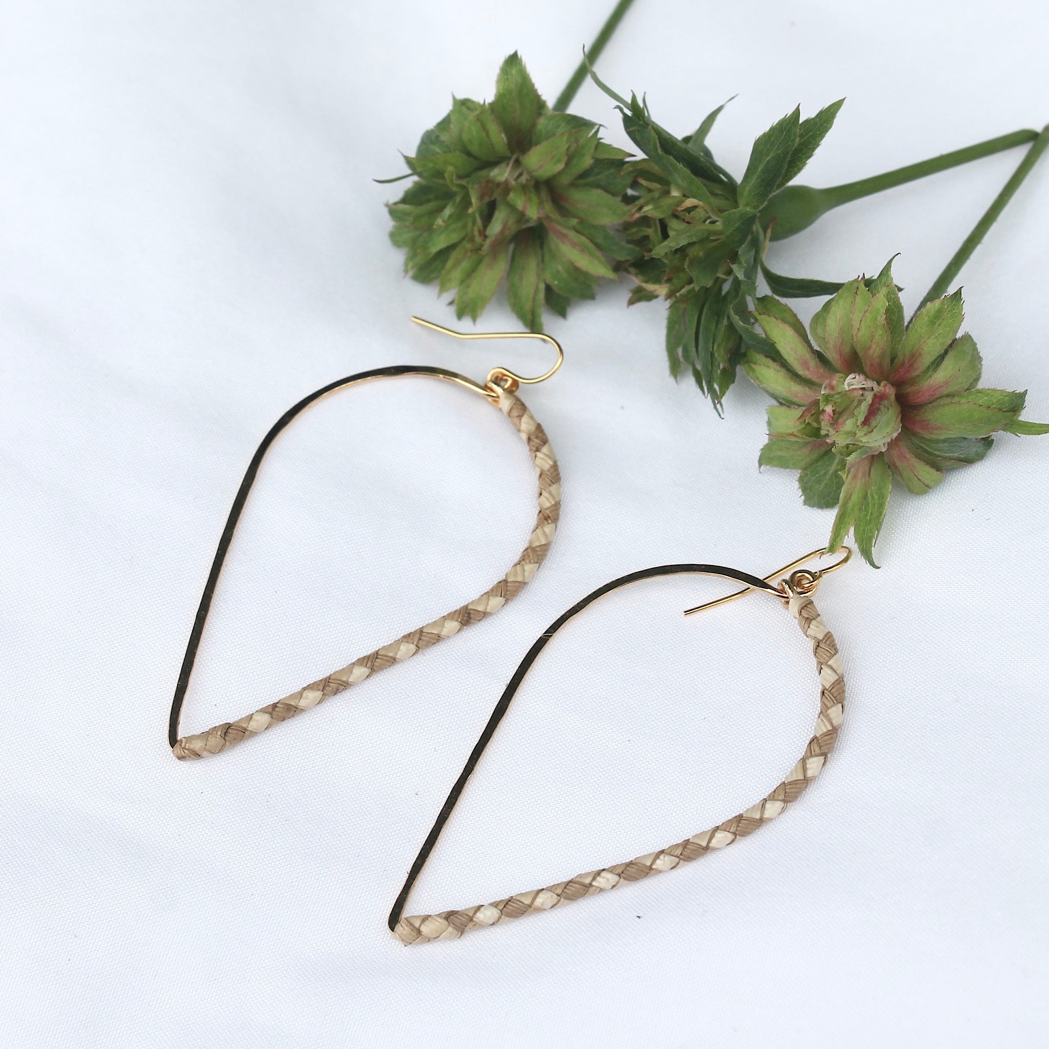 Inverted Tear Drop Lauhala Hoops