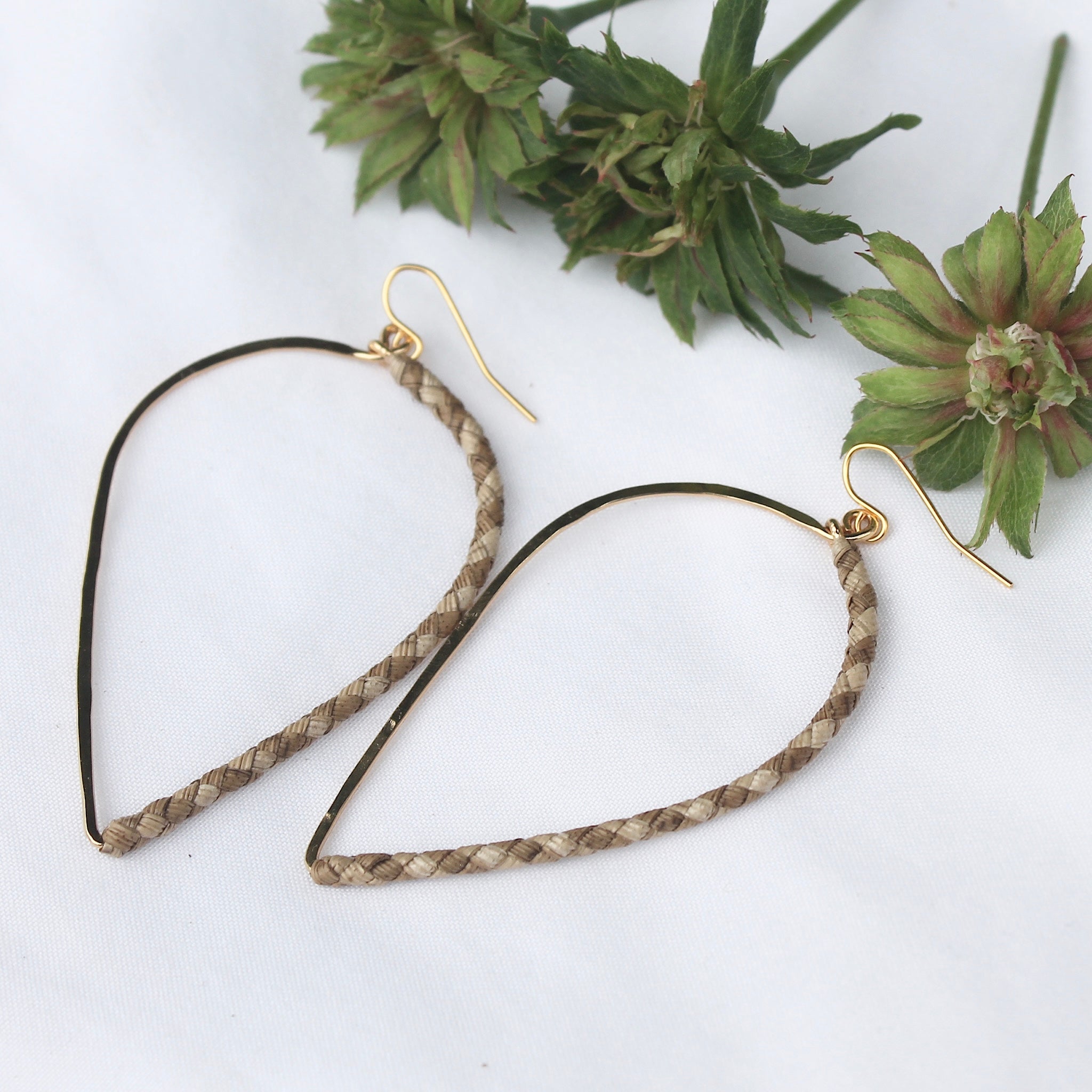 Inverted Tear Drop Lauhala Hoops