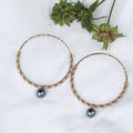 Mauahi X Lovellysea Lauhala Wrapped Pearl Hoops