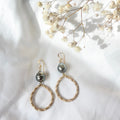 Tahitian Pearl Lauhala Dangle Hoops
