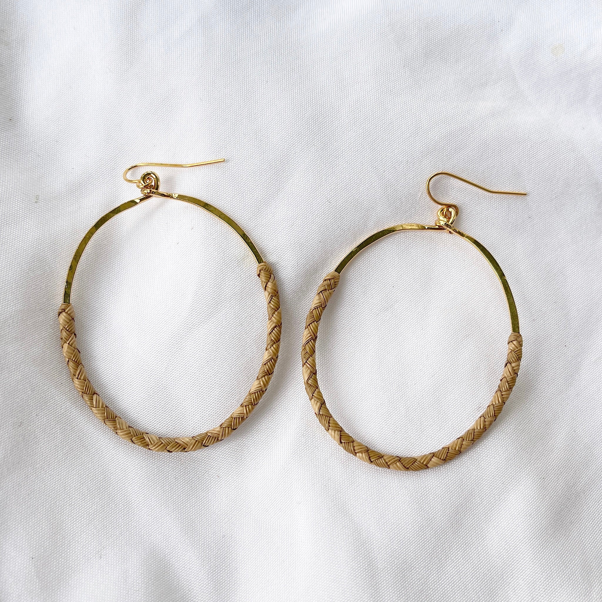 Large Lauhala Oval Hoops