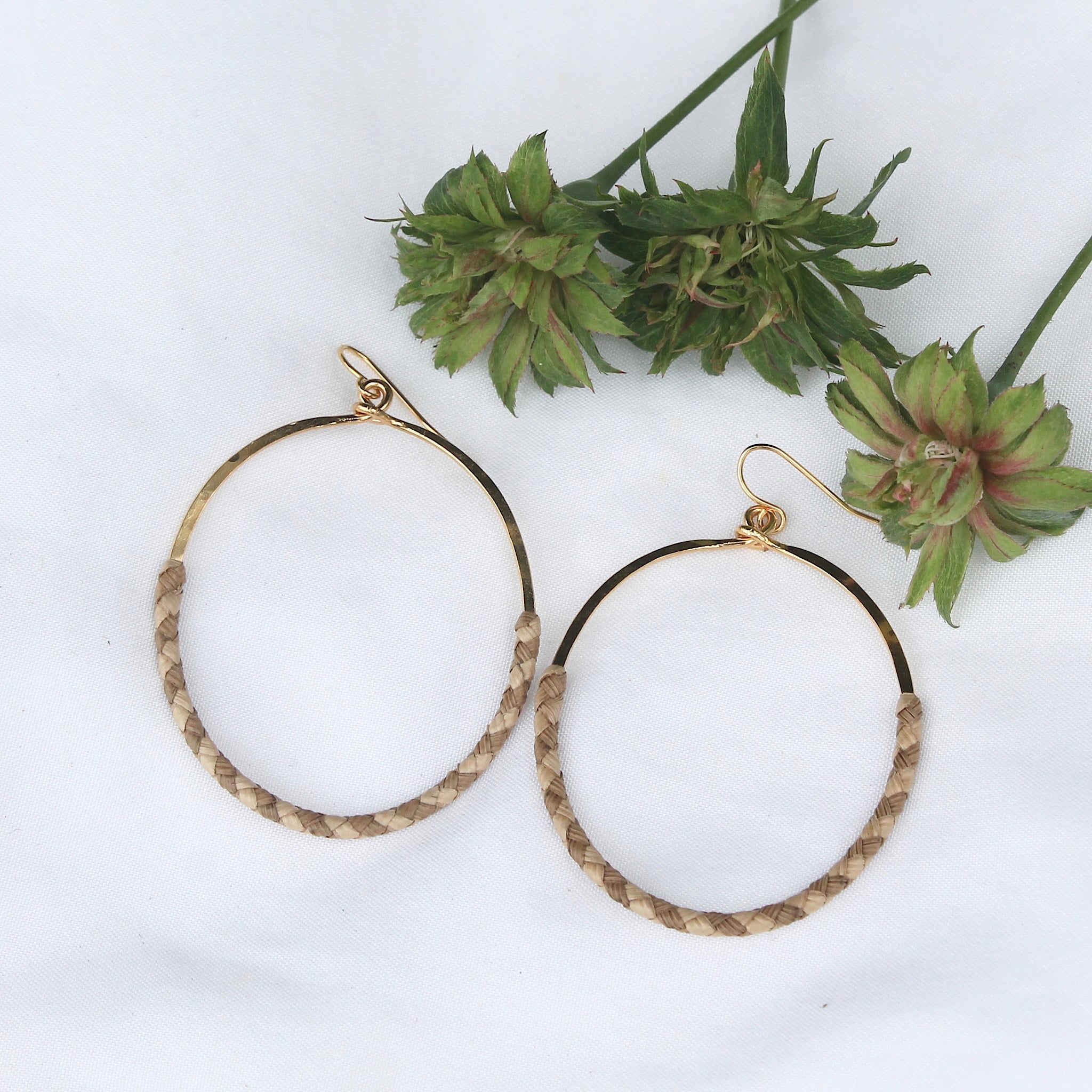 Large Lauhala Oval Hoops
