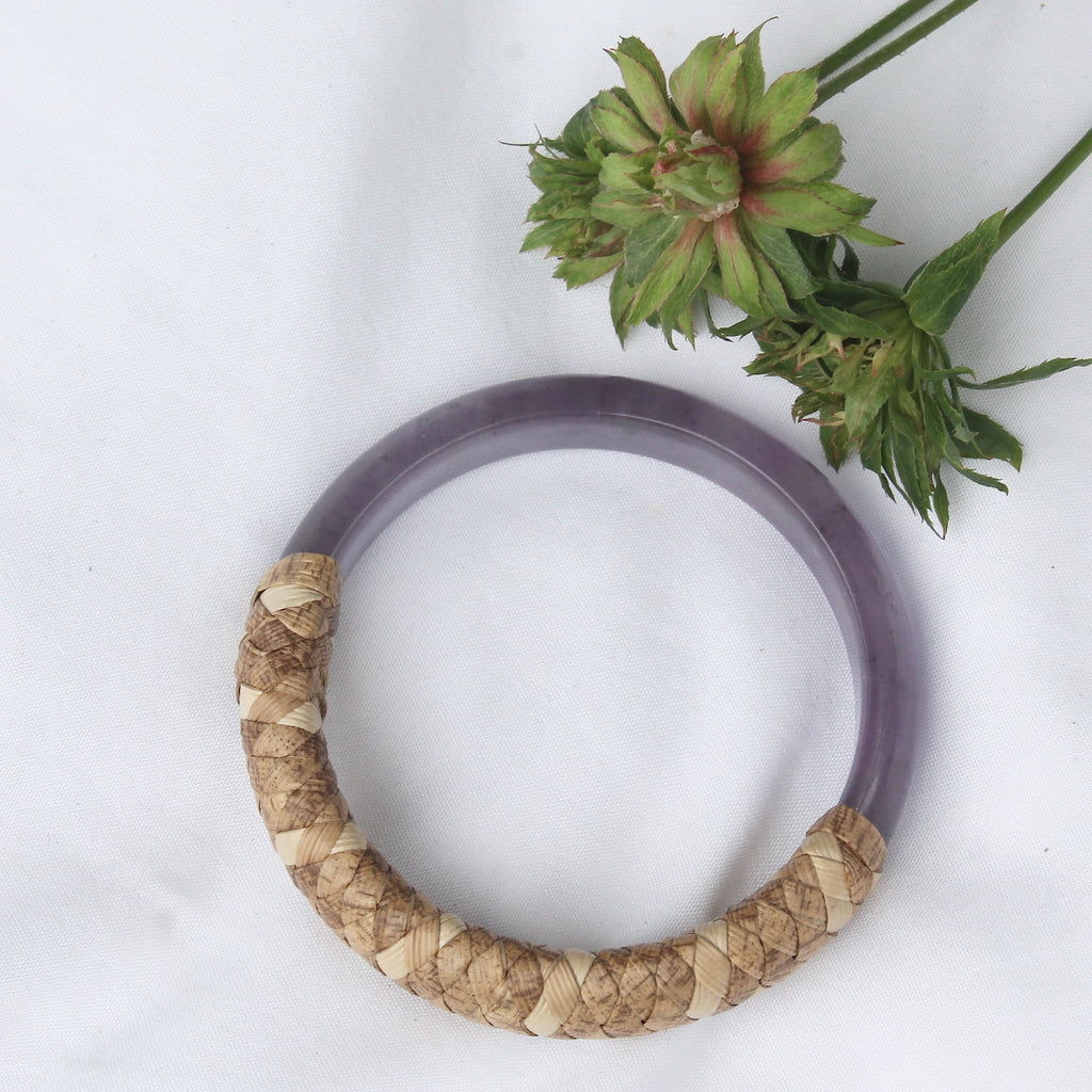 AlohilaniKinemea X Lovellysea THICK Lauhala Wrapped Jade Bangle