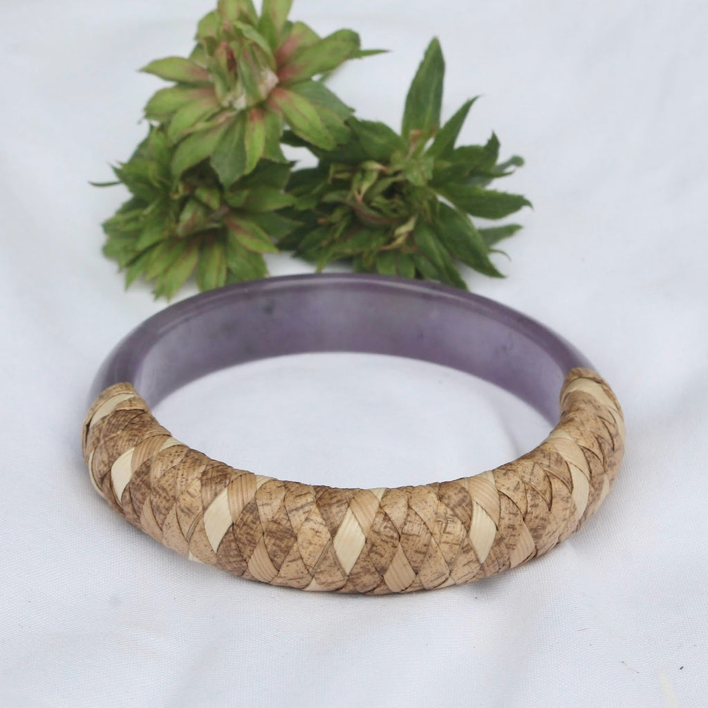 AlohilaniKinemea X Lovellysea THICK Lauhala Wrapped Jade Bangle