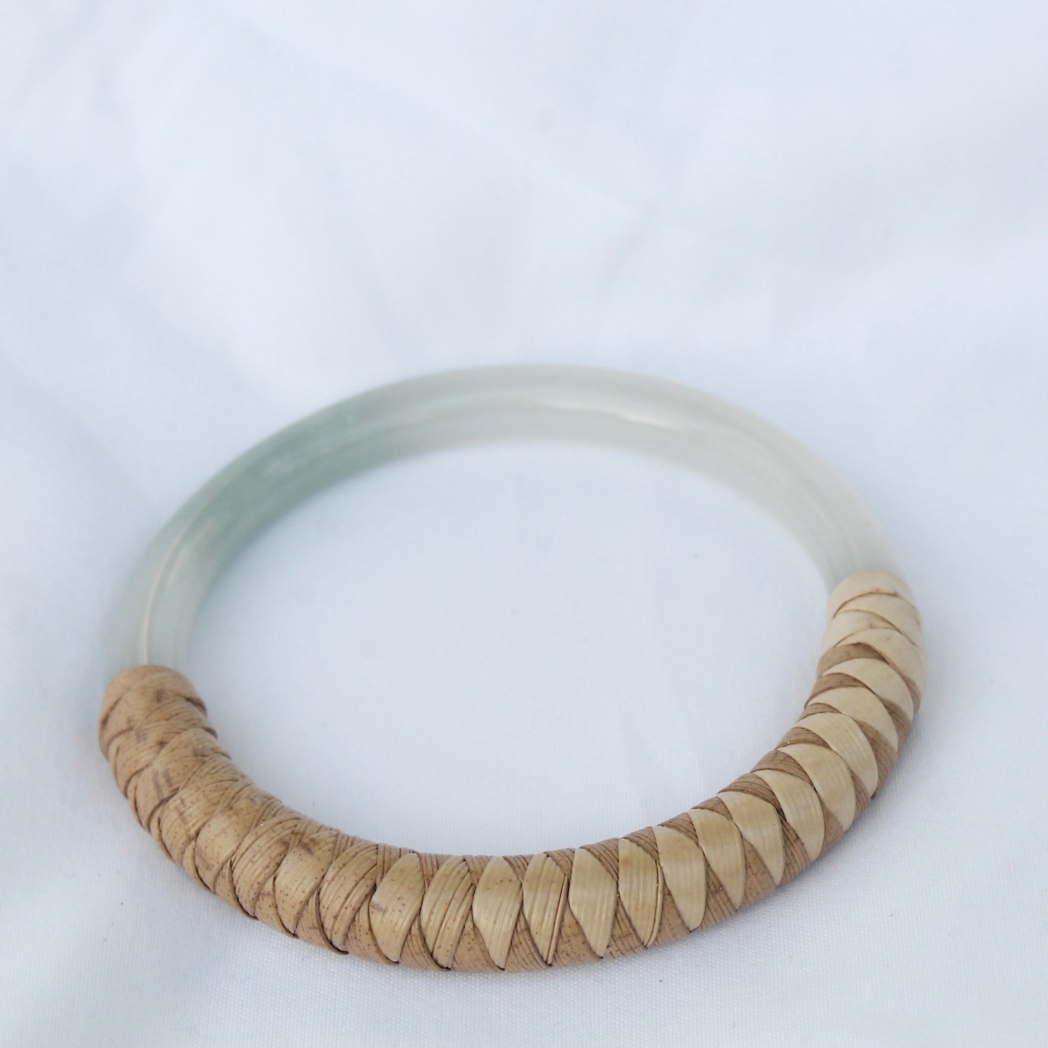 AlohilaniKinemea X Lovellysea SKINNY Lauhala Wrapped Jade Bangle