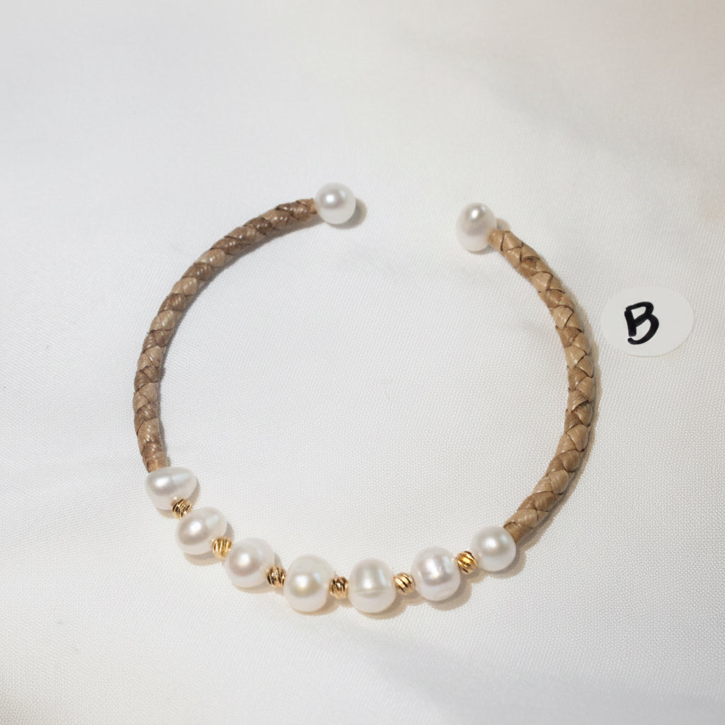 Lauhala Fresh Water Pearl Cuff