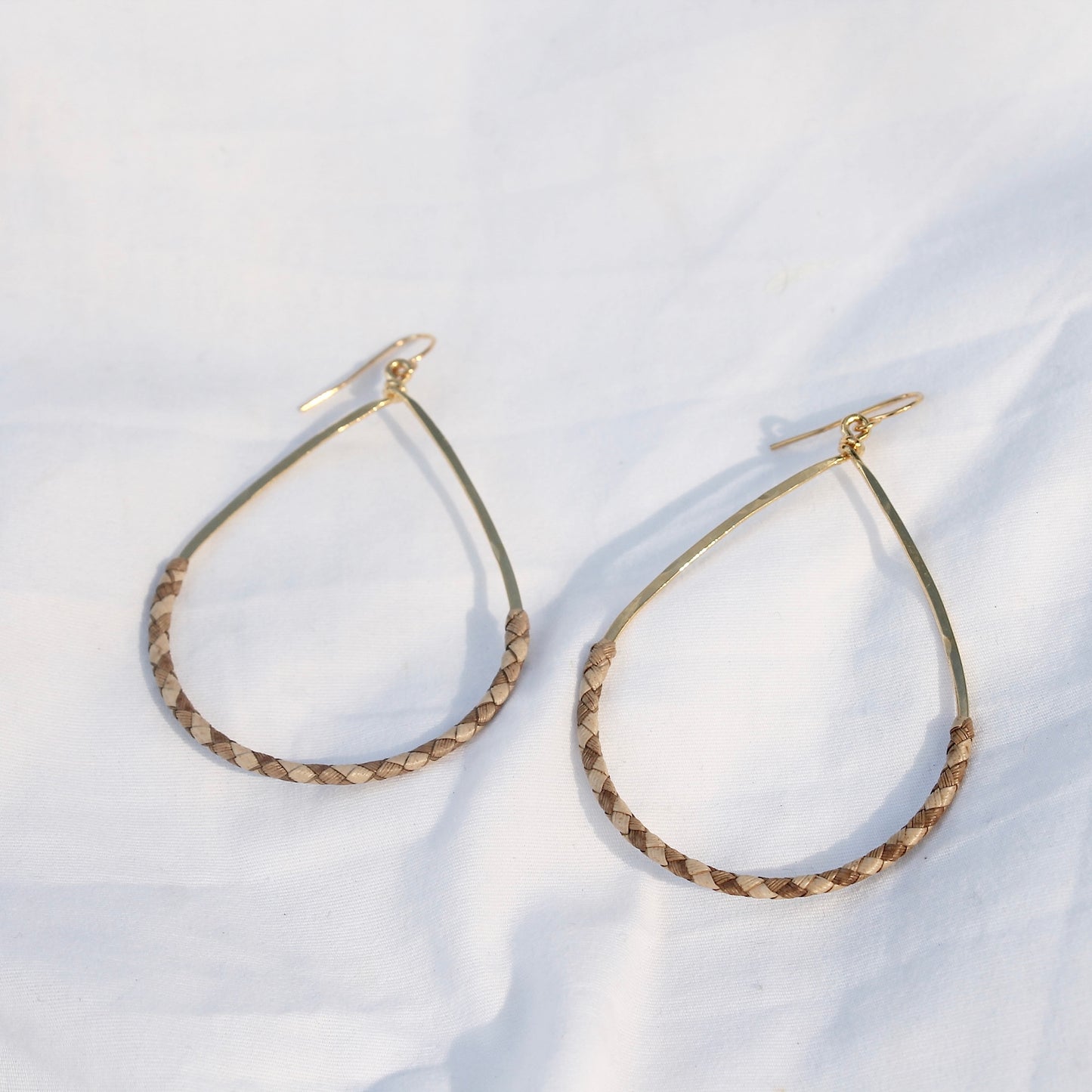 Large Lauhala Tear Drop Hoops